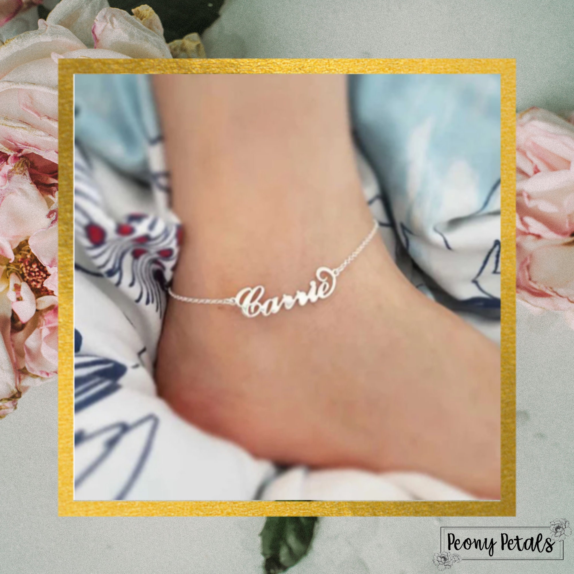 Personalized Name Ankle Bracelet Custom Name Anket Gift Etsy