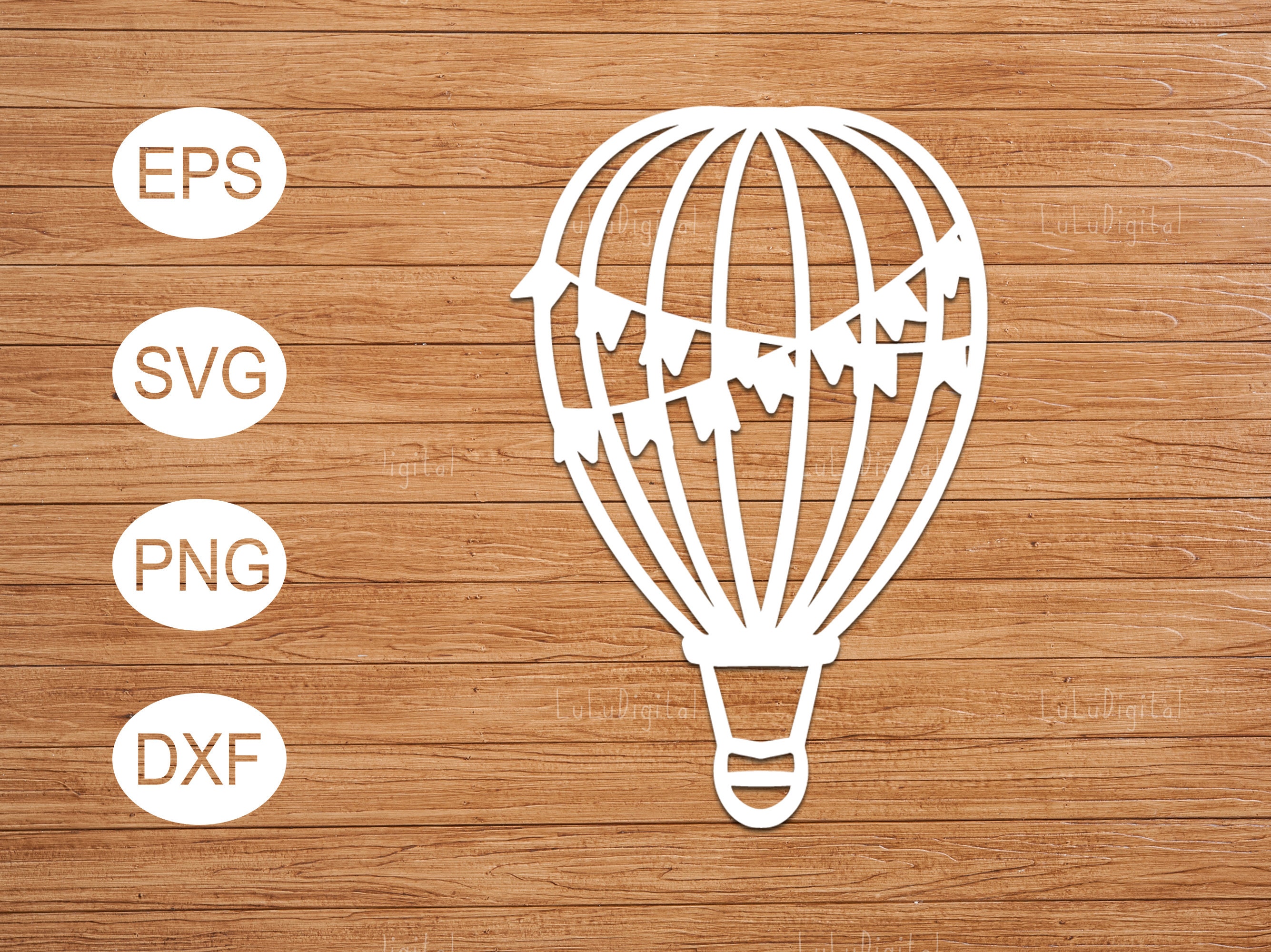Hot Air Balloon With Bunting Flags Svg/ Hot Air Balloon Svg / - Etsy