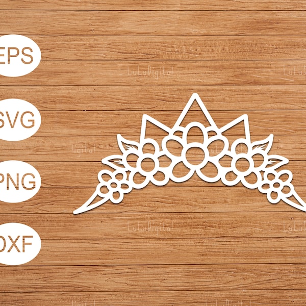 Floral crown svg / flowers svg / floral tiara svg / floral diadem svg / spring, summer flowers svg / svg, eps, png, dxf