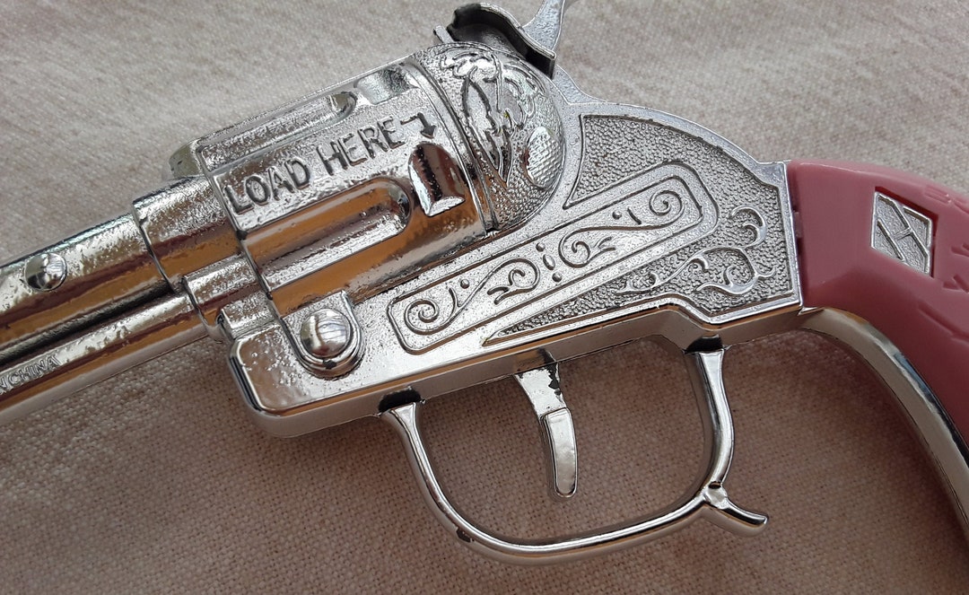 Vintage Toy Cap Gun With Pink Grips Etsy