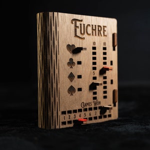 Personalized Wooden Euchre Score Board Playing Card Box in Walnut