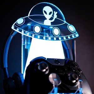 Alien Abduction LED Gaming Controller and Headset Stand | Gaming Stand | Gamer Gift | Headphone Stand