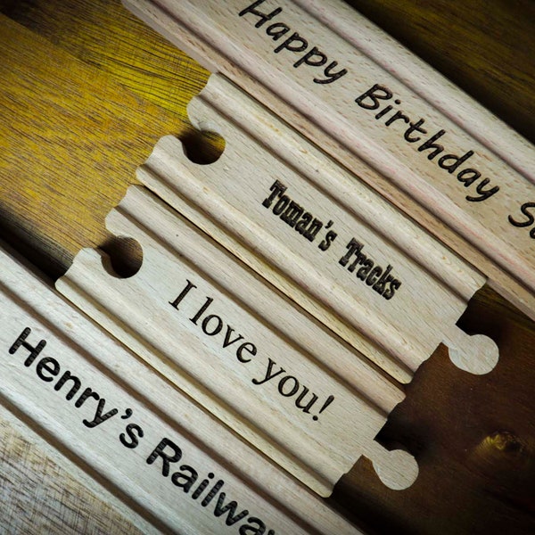 Personalized Brio Train Track | Laser Engraved Wooden Train Track Piece