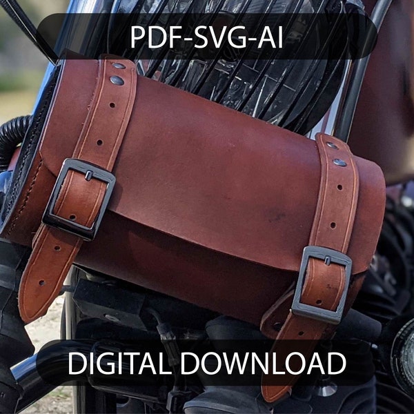 Fichier de téléchargement numérique de sac utilitaire de moto à montage avant, modèle de sac de vélo, projet de cuir