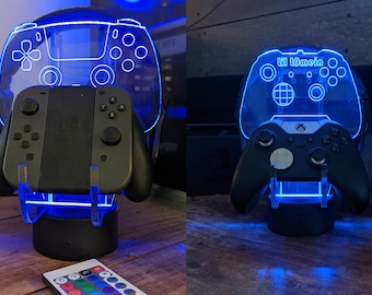 Customizable LED Gaming Controller and Headset Stand | Gaming Controller Style Gaming Stand | Gaming Gift | Headphone Stand