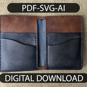 Leder Portemonnaie Vorlage | PDF Vorlage | Leder Projekt | Minimalistisches Portemonnaie
