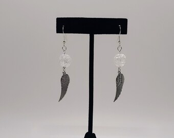 Angel Wings Glass Bead Dangle Earrings