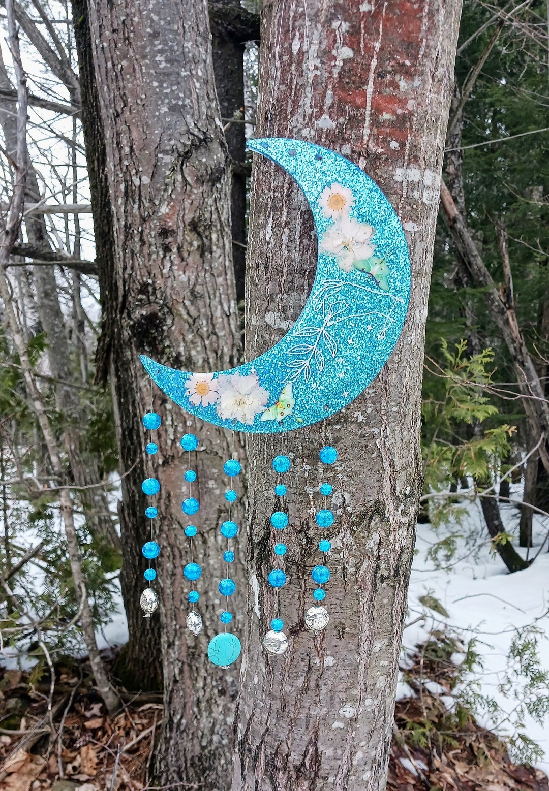Large Floral Moth Moon Beaded Wall Art - Etsy