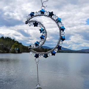Beaded Moon Suncatcher Window Art