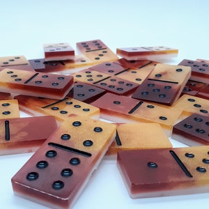 Dominoes Set of 28 Dark Red and Gold