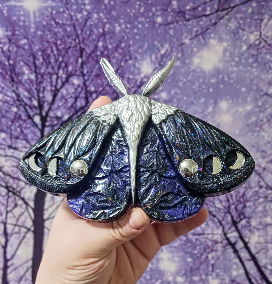 Moon Phase Black Purple Moth Wall Art - Etsy