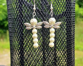 Beaded Dragonfly Dangle Earrings