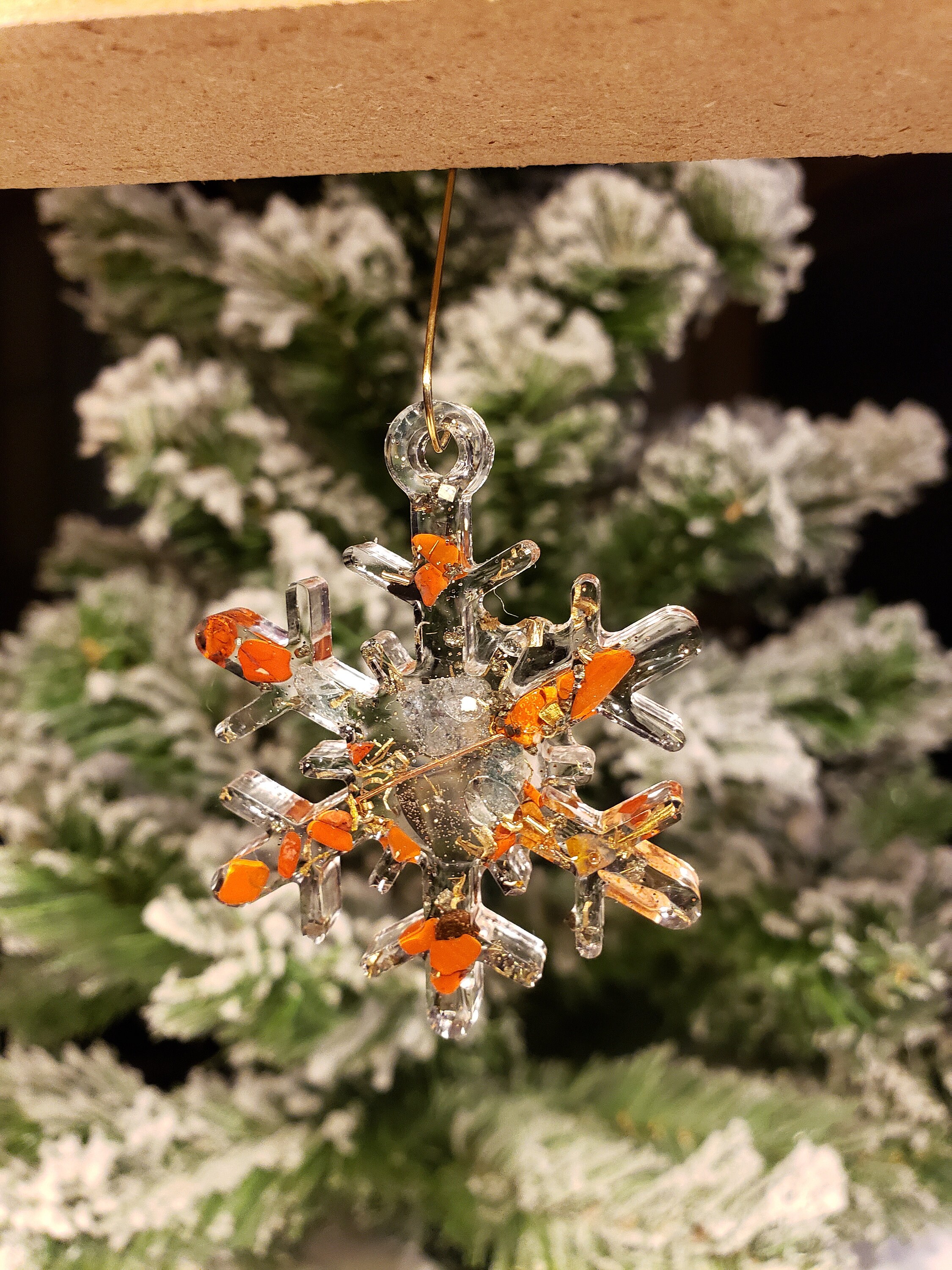 Lot de 2 Étoîles et 1 Flocon Jaspe Rouge