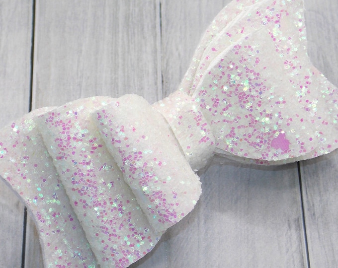 Glitter Double Hair Bow: Sparkly Hair Clip or Headband