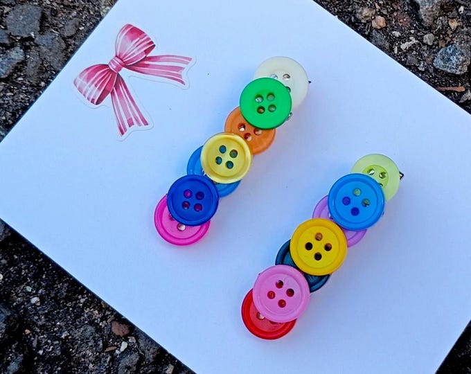Handmade Button Hair Clips – Colorful Toddler Barrettes for Girls' Bangs