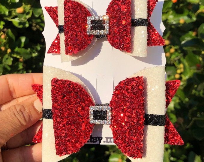 Santa Belts,Hair Bow for Christmas,Holidays Christmas Santa Belts Faux Leather Bows,Hair Bow