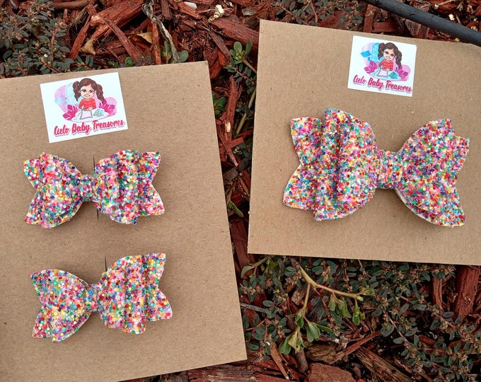 Sprinkle Glitter Pigtail Bows: Handmade Alligator Clip Hair Accessories
