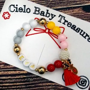 Personalized Bracelets for Christmas,Reindeer or Papa Noel,Holiday Christmas Gifts,Christmas Jewelry,Christmas Beaded Bracelet + Freebie Bag