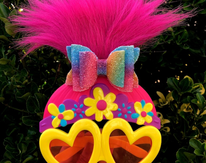 Troll Sunglasses Hair Bow or Headband: Dreamworks Poppy & Branch Inspired