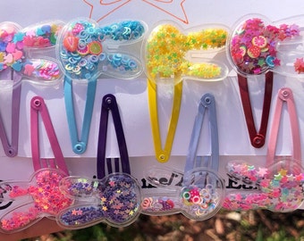 Set of 2 Bunny Stars Shaker Snap Clip-Easter Hair bow-Confetti Easter Snap Clip-Summer Bunny Glitter-Easter Bow Rainbow-Bunny Slides Easter
