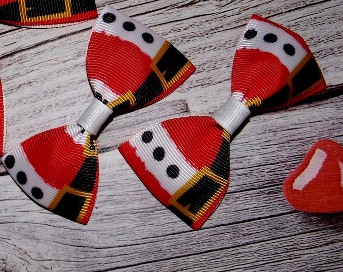 Santa Belt Grosgrain Hair Bow - Christmas Holiday Bow for Girls
