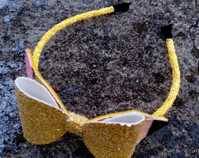Glitter Pencil Hair Bow: Handmade School Pigtail Clip or Headband