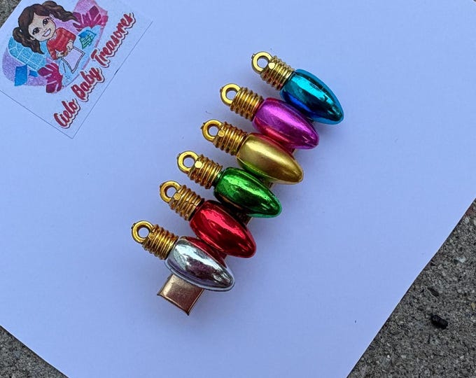 Pick your favorite color! Holiday Light Bulb Hair Clip or Earrings-Christmas Claw-Santa-Gift-Women Girl-Party-Accessories-Acetate-Hairpin