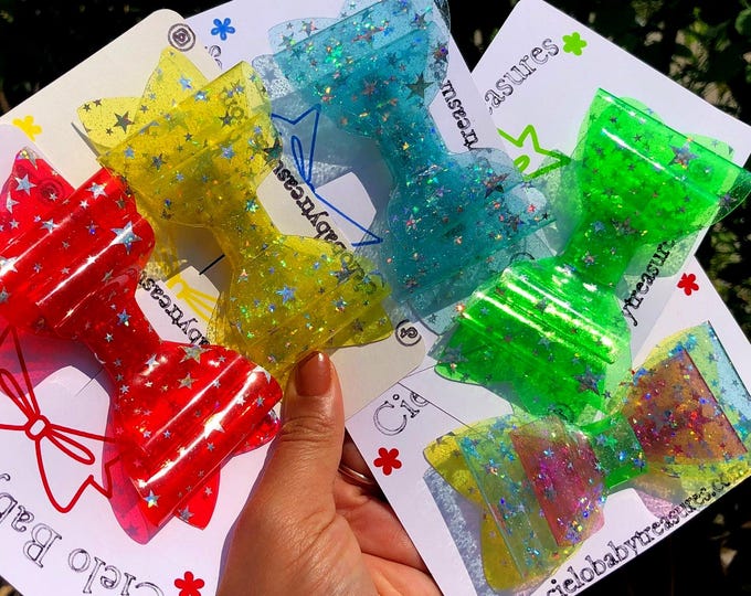 Stars Glitter Waterproof Hair Bow: Summer Pool Party Clip