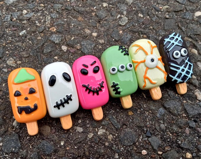 Large Halloween Ices Cream Hair Clip-Sweet Horror-Pumpkin-Boo-Hair Accessory-Hairpin-Spooky-Resin Clay-Festive Fall Accessory for Women Kid