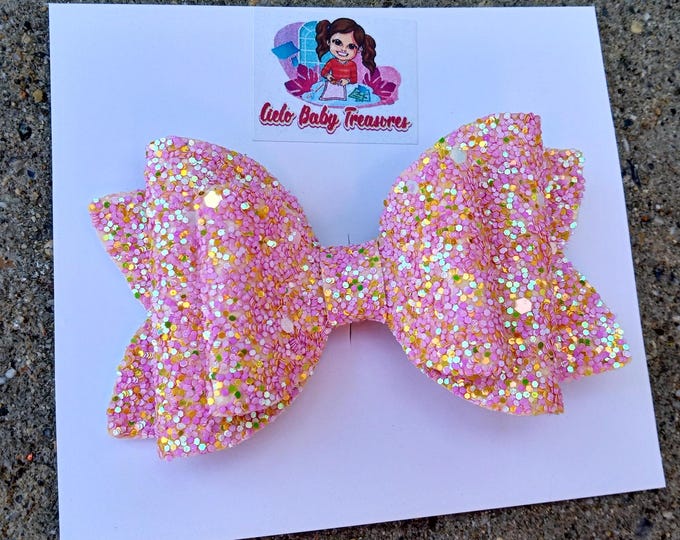 Glitter Pigtail Bows: Handmade Confetti Sprinkle Hair Clip