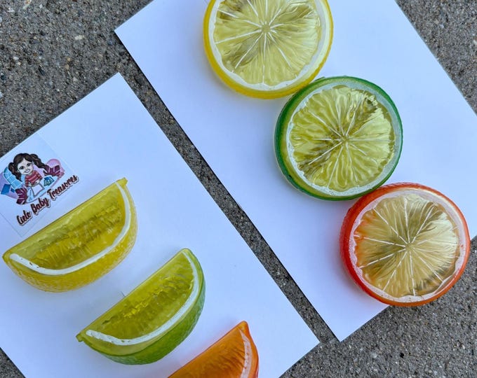Kawaii Plastic Lemon, Orange, Cherry and Strawberry  Hair Clip: Acrylic Acetate Barrette