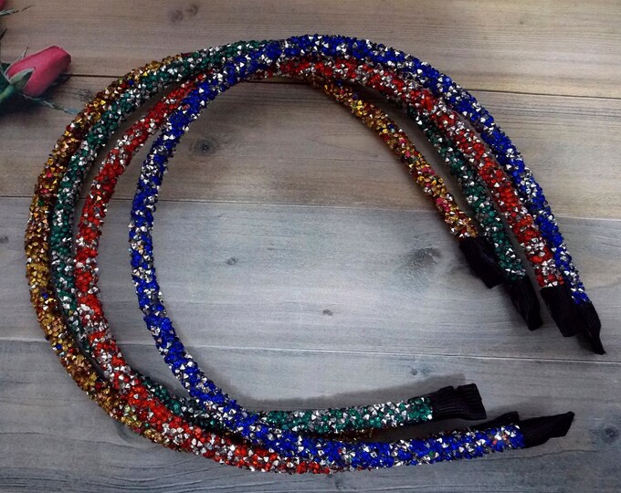 Chunky Headbands,Skinny Headband,Red Silver,Gold 3Colors,Dar Blue,Green and Silver,Girls Glitter Headbands,Mom Gifts,Summer,Valentine Day