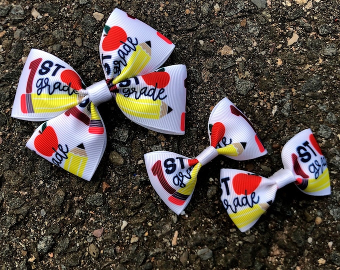 Back to School Hair Bow: Handmade Outfit Bows for Grades Pre-K to 5th