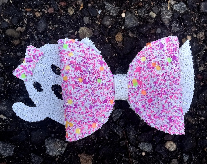 Ghost Glitter Hair Bow: Halloween Alligator Clip - Handmade
