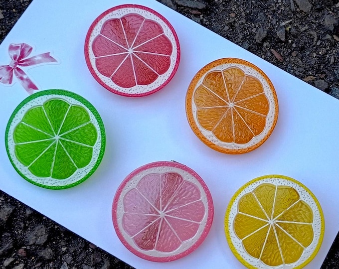 Fruits Kawaii Plastic Lemon and Orange Hair Clips: Acrylic Acetate Barrette