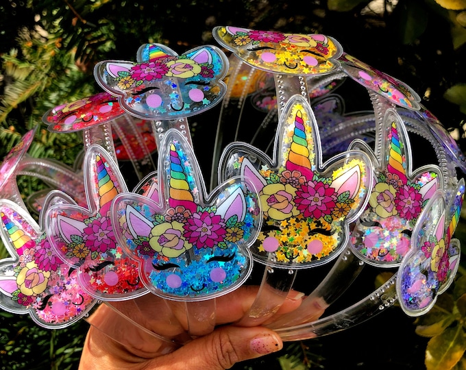 Unicorn Shaker Headband or 2-Clips-Confetti Stars Headband-Summer Girls Accessories-Pastel Colors Sparkle Headband-Chunky Glitter Headband