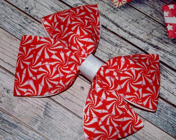 Peppermint Candy Christmas Hair Bow: Holiday Clip for Baby Toddler Girls