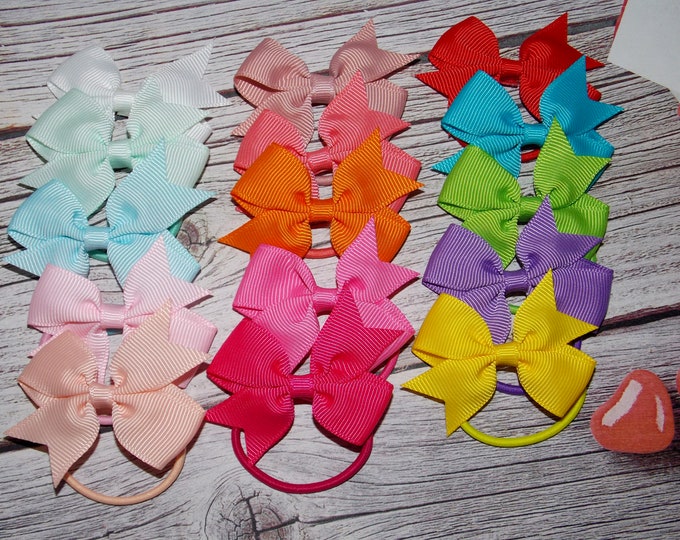 Mini Hair Bows with Elastic Band or Clip: Toddler Girl Accessories