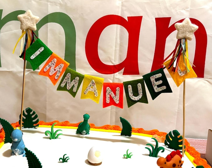 Personalized Felt Flag Name Flag Cake Banner in Various Colors for Birthday-Graduate-Pennant Topper-Decoration-Holiday-Children's birthday