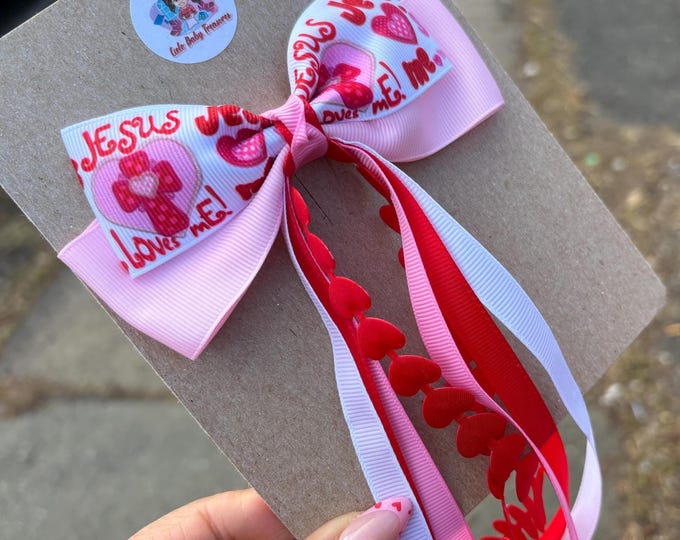 Jesus Love Me-Unique Coquette Valentine's Day Hair Bow-Pink Hair Accessories-Elegant Bow-Women-Birthday Large Bow-Bridesmaid Gift
