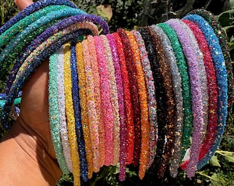 Diadema personalizada con purpurina gruesa: accesorio para el cabello brillante hecho a mano