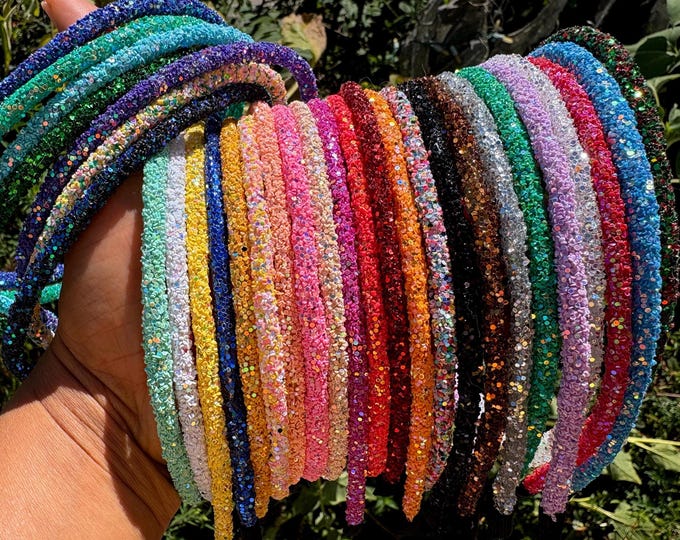 30 Different Colors- Personalized Chunky Glitter Headband: Handmade Sparkly Hair Accessory
