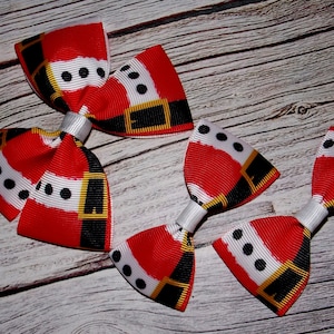 Santa Belt Grosgrain Hair Bow-Holiday Christmas Santa Claus-Bow for Baby Toddler Girls-holiday bow-baby hair bow-Christmas gifts for girls