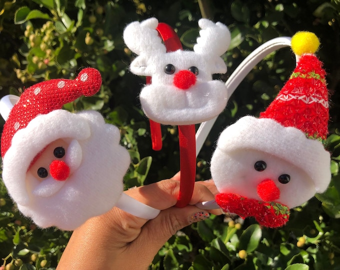 6 + Different Headbands for Christmas Reandeer,Papa Noel,Snowman/Holiday Headband fluffy,Headbands soft Snaowman and Readndeer,
