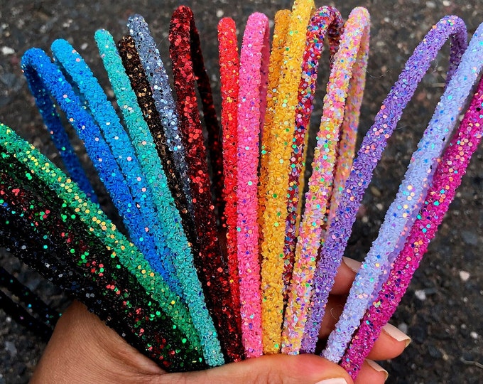 Set Available With Name-Personalized Chunky Glitter Headbands-Choose From! One size fits most (Toddlers,Girls and Moms)Birthday Summer-