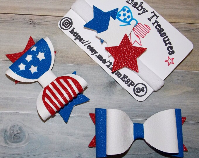 Hair Bows ,4th of July Bow,Baby Girls Nylon headband,Baby Girl Bow 4th of July Patriotic Bows,Red white and Blue Bows,Patriotic Holday Bows,