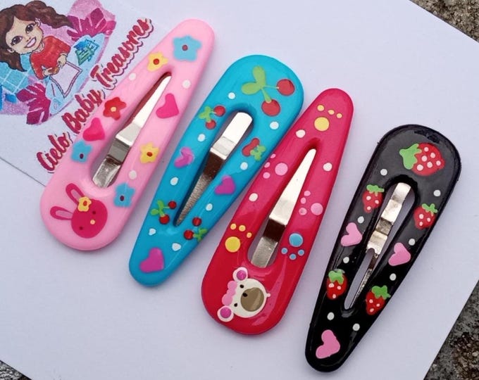 Resin Snap Hair Clip: Handmade Acrylic Toddler Barrette