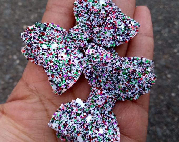 Set of 2 Hair Bows-Sprinkle Pigtail Bows-Halloween Double Stacked Glitter Bow-Skunky Hair Bow/Glitter bow-Confetti Gift-Toddler Girl-Purple
