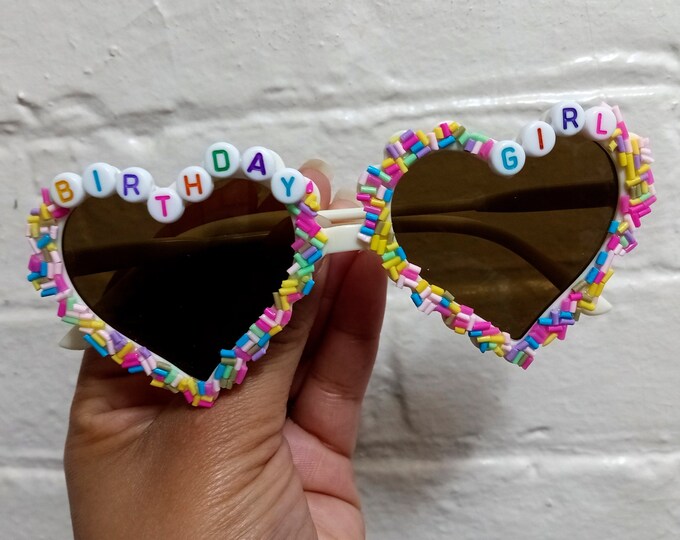 Personalized Kids Sunglasses: Rainbow Sprinkles, Hearts & Flowers