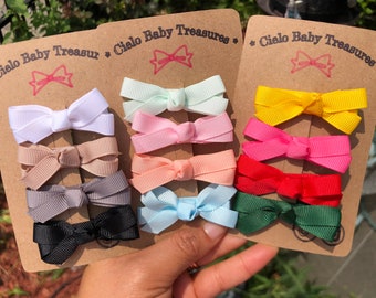 Set of 4 Baby/Fully Lined Clips Toddler Grosgrain Boutique Hair Bows/First Hair Clip/Baby Girl Accessory/Shower Gift Pastel/Hair accessories